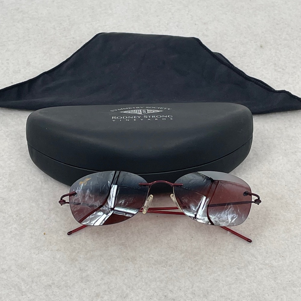 Maui Jim Nene MJ719-07 Rimless Sunglasses Maroon Burgundy Polarized Japan